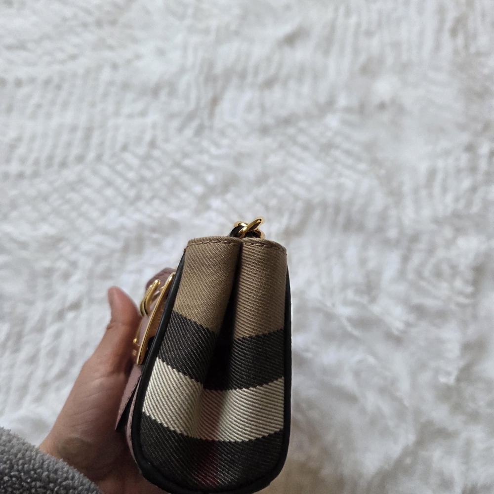 Burberry  Mini Bucket Tote Pink and Tan Bag with Gold Accents - Picture 15 of 16